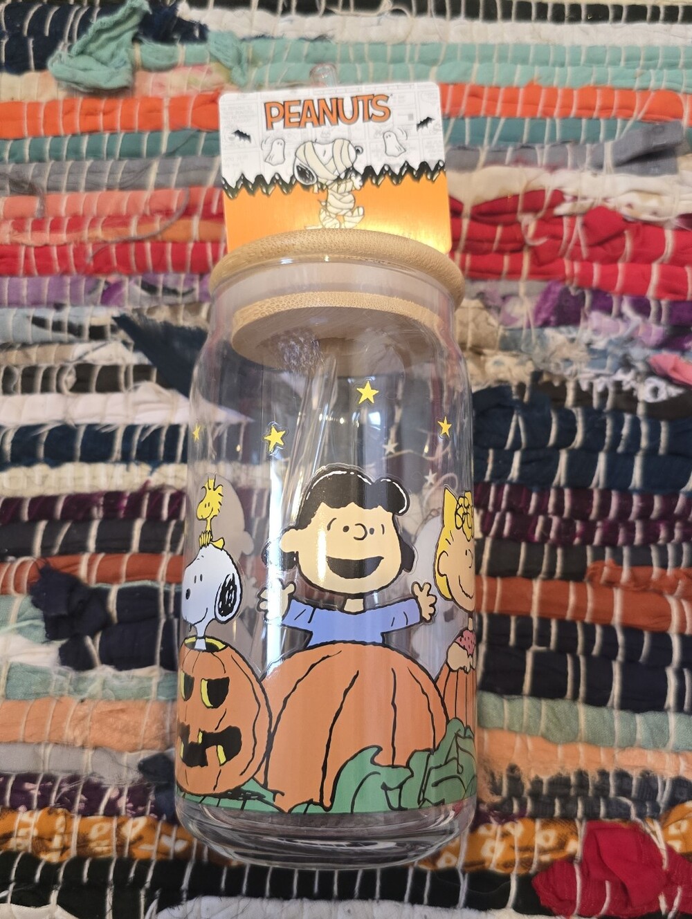 Halloween Peanuts Glass Tumbler Peanuts Snoopy Halloween Glass Cup Bamboo Lid St